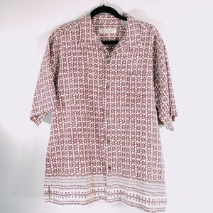 Island Republic 100% Silk Short Sleeve Button Up Shirt